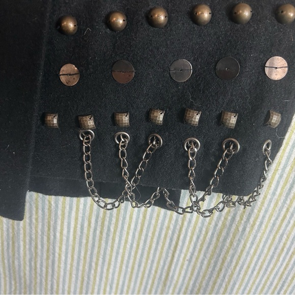 Vintage Nanette Lepore black wool Discovery chain sequin mini skirt 4 - Picture 8 of 8